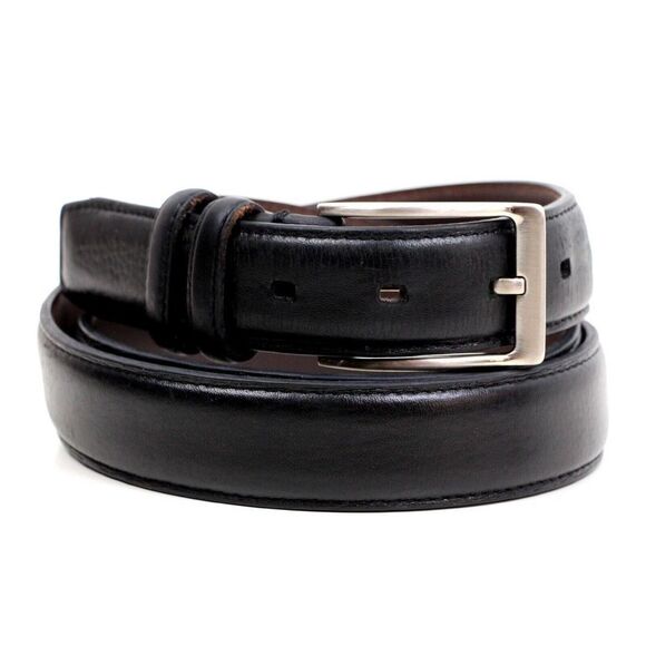 BLACK GENUINE LEATHER 1.25"Wd CASUAL DRESS MEN'S BELT Sz 44 (X48 - Picture 6 of 11